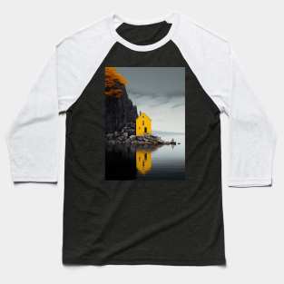 yellow house at the edge of the danish fjord Baseball T-Shirt